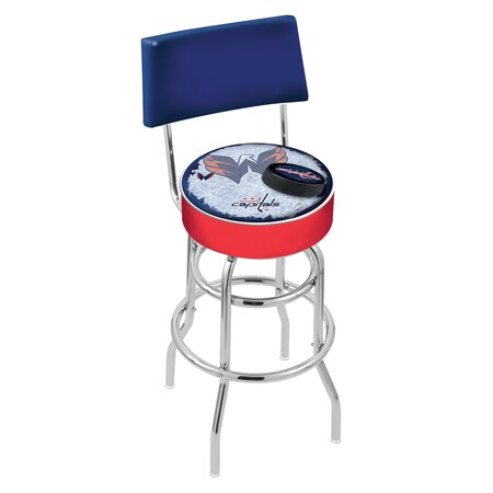 Holland Bar Stool Co 25" Chrome 2-Ring Washington Capitals Swivel Bar Stool, Back L7C425WshCap-D2